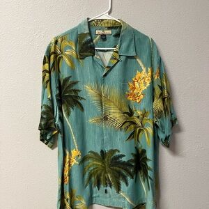Tommy Bahama Teal and Yellow Tropical Men's Shirt